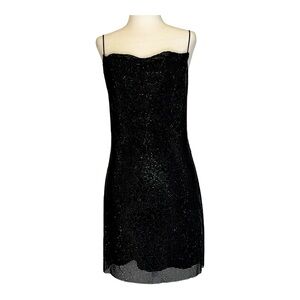 ALICE + OLIVIA HARMONY MINI CRYSTAL SLIP DRESS | BLACK | SIZE 0